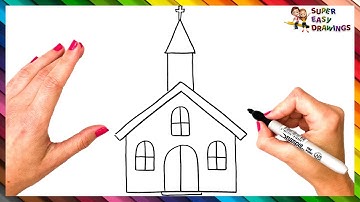 How To Draw A Church Step By Step ⛪ Church Drawing Easy