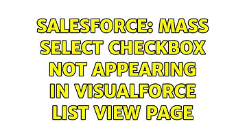 Salesforce: Mass select checkbox not appearing in visualforce list view page