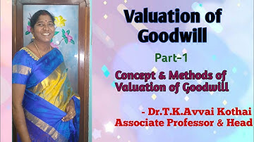Valuation of Goodwill-Part-1-Concept&Methods of Valuation. - Dr.T.K.Avvai Kothai.