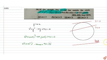 If the straight line `y=mx` lies outside the circle `x^2+y^2-20y+90=0` then the value of m will...