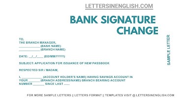 Letter for change of signature in Bank Account - Application to Branch Manager