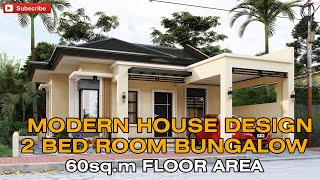60 sqm. 2 Bedroom Bungalow HOUSE DESIGN | Exterior &amp; Interior Animation | OFW House
