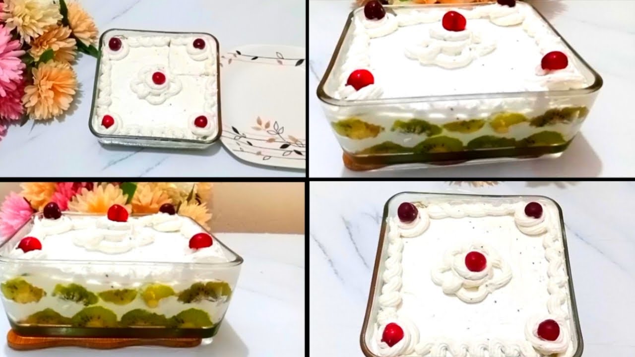 No bake kiwi Dessert / No bake kiwi mousse cake - YouTube