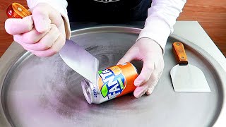 FANTA ORANGE ice cream rolls street food - ايس كريم رول فانتا برتقال