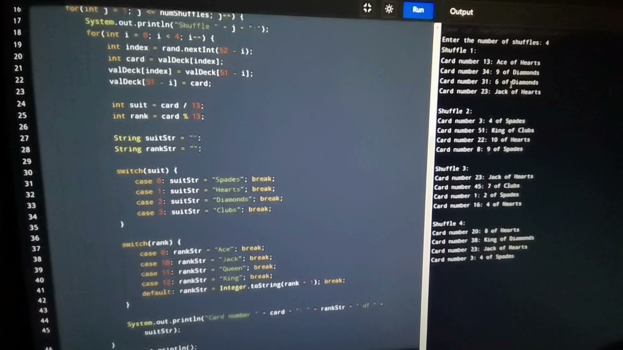 Java Card Shuffler: A Simple Program for Shuffling a Deck of Cards