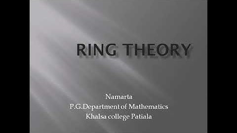 Ring Theory Lecture 1