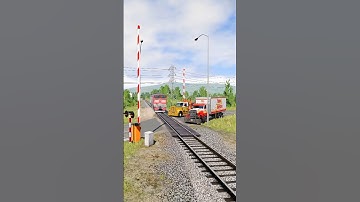 Railroad Crossing, Container Trucks vs Train Crash #shorts #cars #train #railroad #trainaccident
