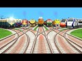 Nine Trains Run At Diamond Curves Railroad Tracks 
