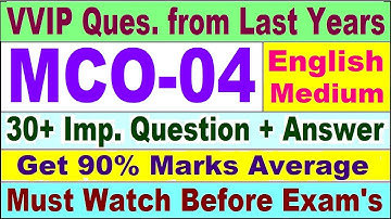 MCO 04 Previous Year Question Paper in English | mco 04 important questions with answer