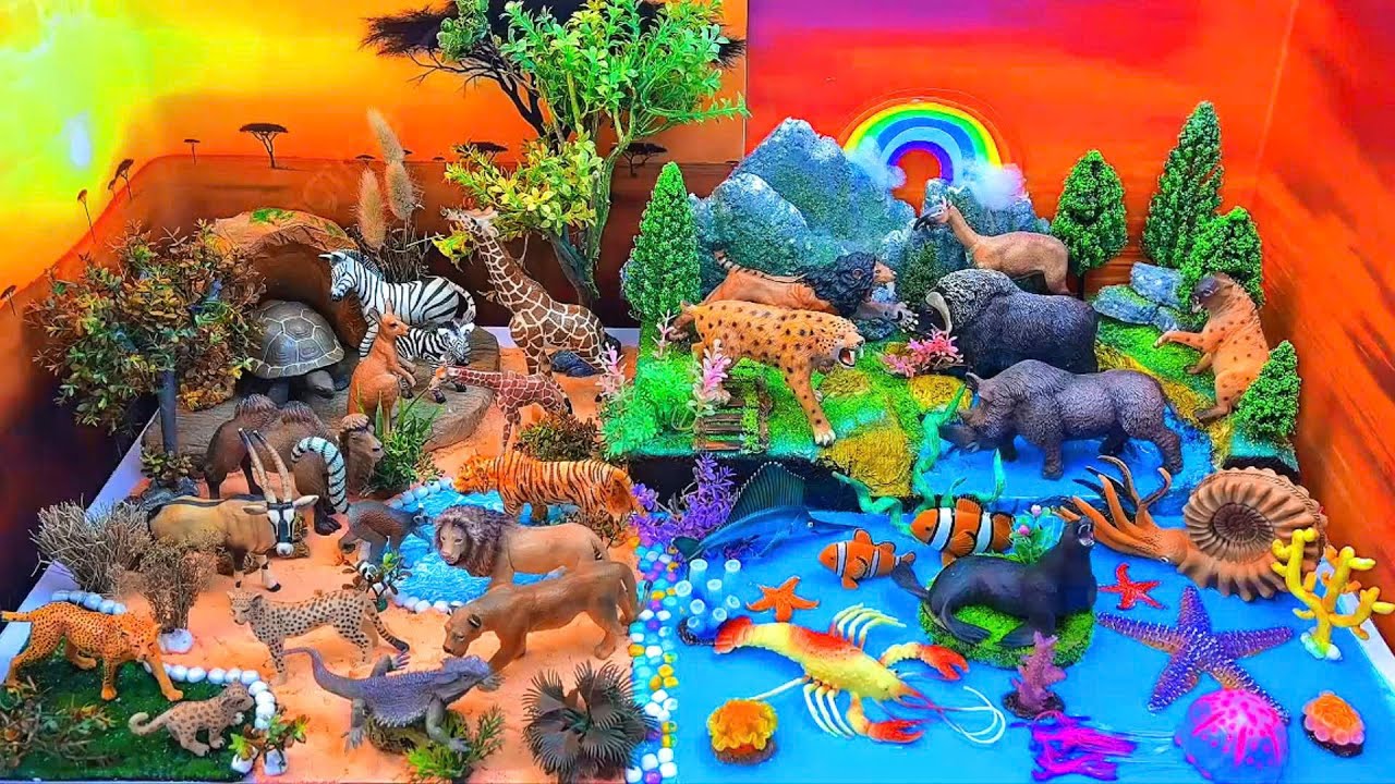 Explore Forest, Savanna & Ocean with Luccy | Amazing Animal Worlds Diorama 🦁🐘🐠