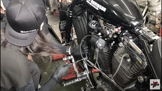 Harley-Davidsonの社外ステップを移設！！ジュラルミンの厚板を加工してステップ移設ブラケットを製作-CHIBA69-第9話