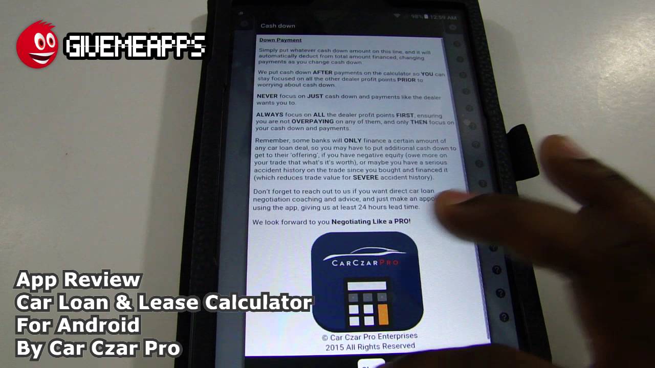 car loan lease calculator android app review givemeapps youtube auto loan overpayment calculator