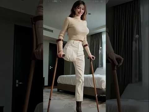 Amputee Girl Crutching