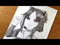 cara menggambar anime cewek - kaguya-sama (love is war) | how to draw anime girl