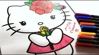 Coloring hello kitty / how to color KITTY cute and soft لون معنا هيلو كيتي اللطيفة