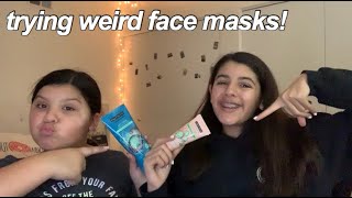 trying WEIRD face masks with my cousin! vlogmas day 6!!