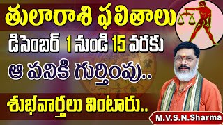 తులారాశి డిసెంబర్ 1-15 ఫలితాలు || Tula Rasi Phalithalu December 2023 || Libra Horoscope