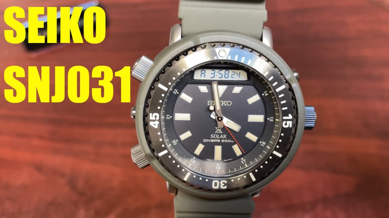 Seiko Prospex Diver's Solar Power Chronograph Watch SNJ031 - YouTube