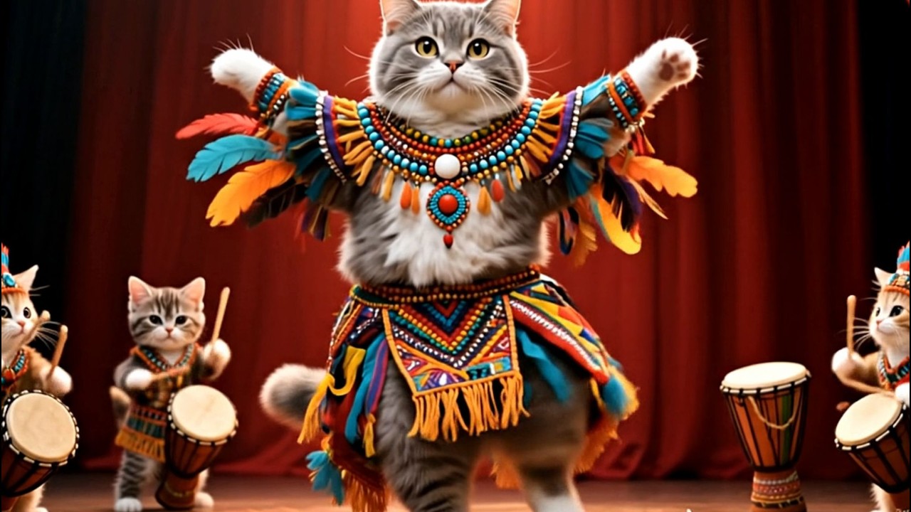 🔥🐱 Confidence Level: This Cat Belly Dancing With Kittens 💃✨
