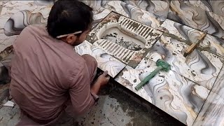 Toilet Technique_Perfect Pakistan Toilet Tiles installation with sand and cement|Floor tiles fitting