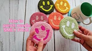 How to make punch needle. 'Smily face' coasters