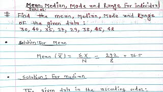 Mean,Median,Mode and Range for individual Series ||CBSE || B.com|| Business Statistics|| 9&10