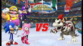 Mario & Sonic At The Olympic Winter Games Team Wario Vs Team Dry Bowser In Ice Hockey