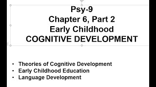 Psy 9 Ch 6 P2 Cognitive, Early Childhood
