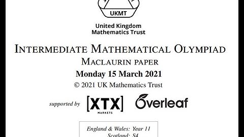UKMT Maclaurin Olympiad 2021