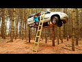 Building tree top truck treehouse on a budget  fireplace bed luxury storage sleeping cookn