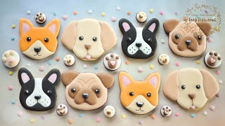 How to decorate Dog Face cookies ~ Labrador, Corgi, Pug &amp; Boston Terrier