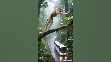 The monkey warned the bus driver of the danger and saved the lives of all the bus passengers 😭 #ai