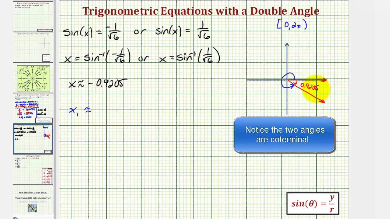 Ex 2: Solve a Trigonometric Equation Using a Double Angle Identity