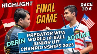 Highlight Final Game - Derin Asaku Sitorus vs Adrian Prasad | Predator WPA World Junior 10 Ball U17