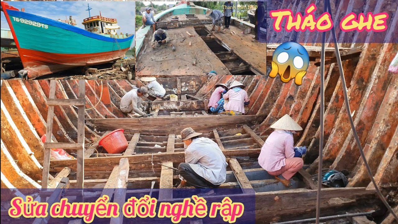 🔴Ghe cào chuyển nghề rập xếp p1🍀THÁO GỠ BON HẦM CABIN|repair fishing boat