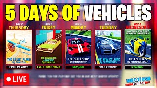 ROBLOX JAILBREAK ?LIVE? 5 DAYS OF VEHICLES IS HERE DAYS 1-5 HAVE BEEN RELEASED | GRINDING