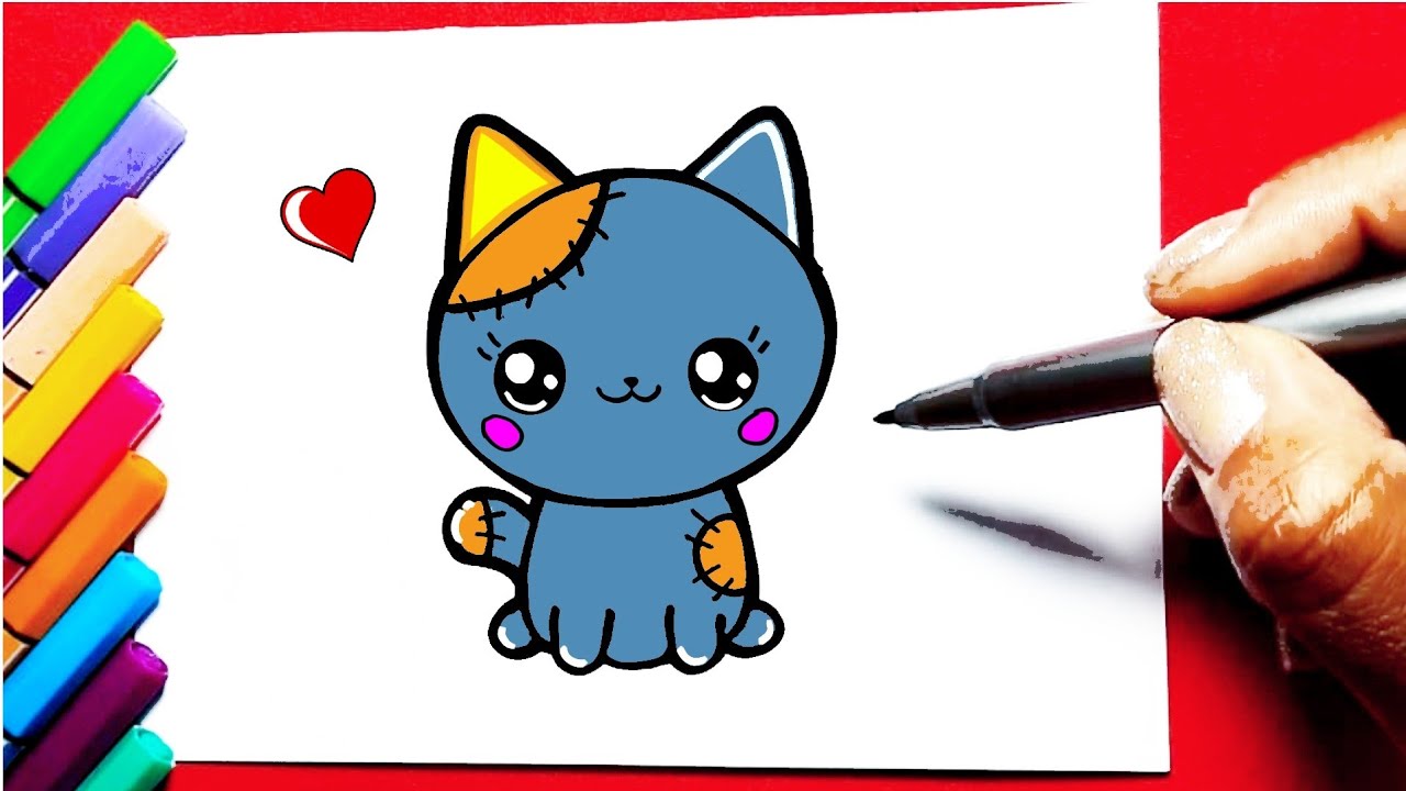 Como desenhar um Gatinho fofo Kawaii ❤ Desenhos Kawaii - Desenhos para  Desenhar 