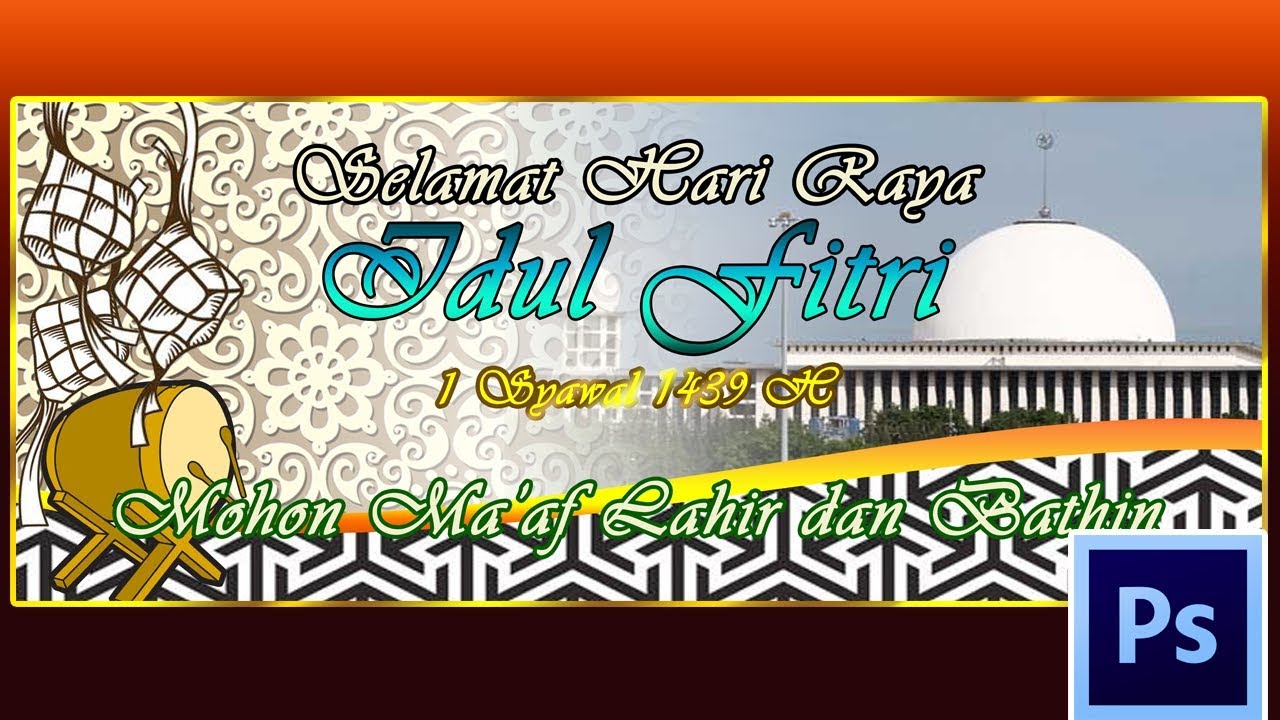 Cara desain  spanduk  banner ucapan lebaran Idul  fitri  di 