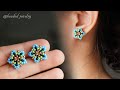 Little star beaded stud earrings. Easy to make for beginners