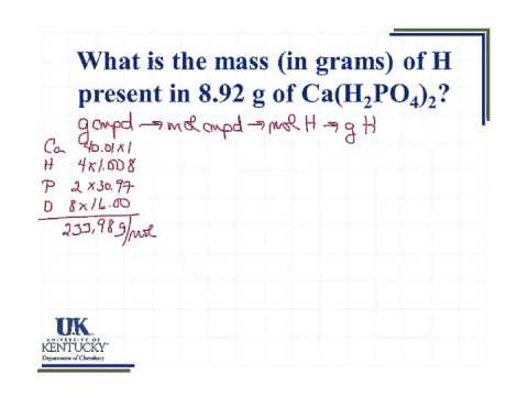 Video 3.16 Mass of H in Ca(H2PO4)2 - youtube