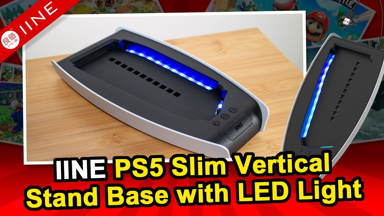 IINE PS5 Slim Vertical Stand Base with LED Light 