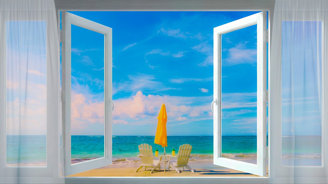 8K Open Window to the Ocean | Tropical Beach Waves & Relaxing Sea Sounds (8 Hours) | Ep. 8