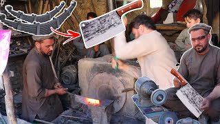 : Amazing process of making Sharp Meat cleaver knife from rusted leaf spring