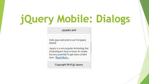 jQuery Mobile 3 : Dialog Pages