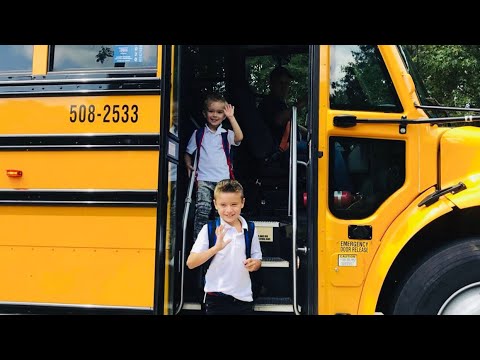 5 year old Kindergartner First Day of School First time riding a Yellow ...