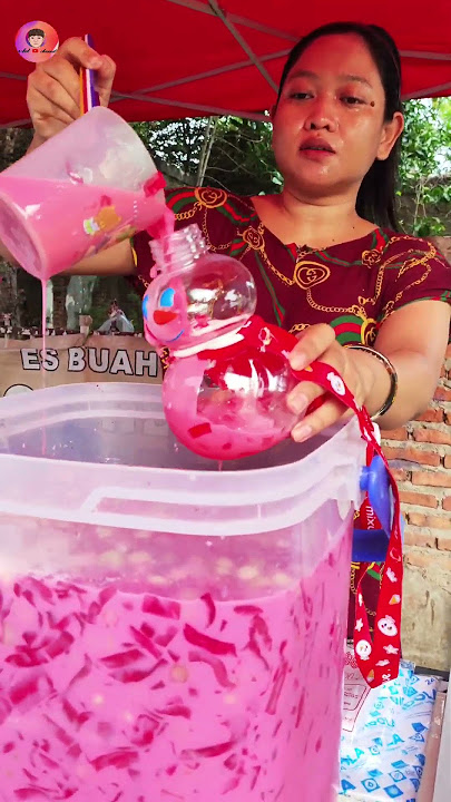 jajan es buah pakai botol mixue gaes#minuman #shorts