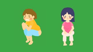 Free Cartoon pooping boy/girl green screen | 拉屎綠幕 | 便秘綠幕
