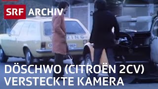 Versteckte Kamera «Döschwo» im Teleboy (1977) | Pannenhilfe in der Schweiz  |  SRF Archiv