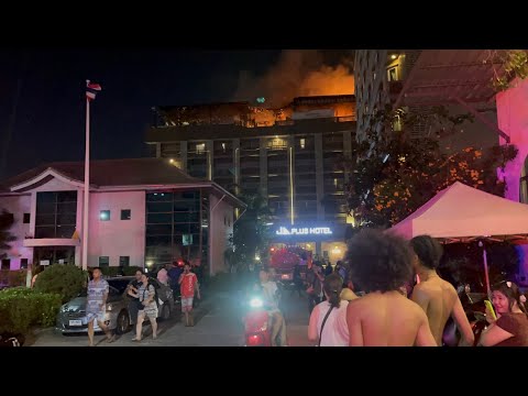Massive Rooftop Fire at JA Plus Hotel in Pattaya, Four Injur