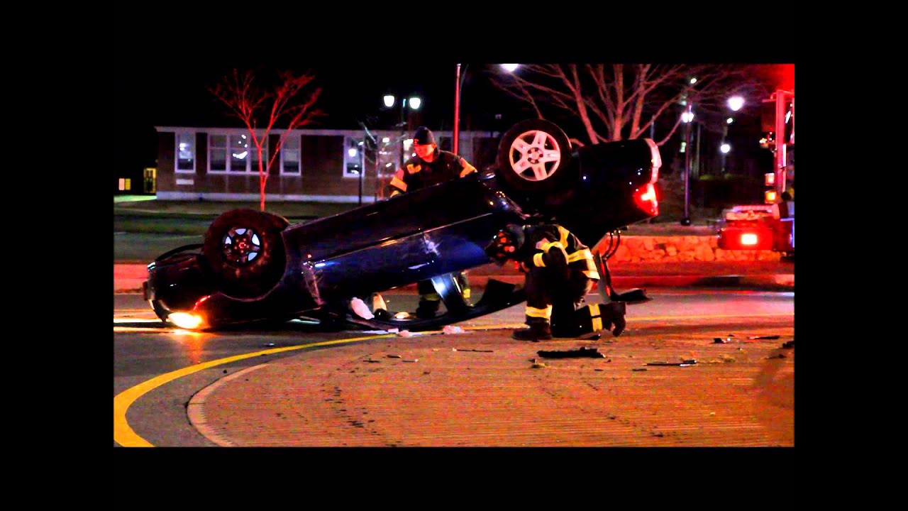Driver ejected during rollover Hyannis Youth Center - YouTube